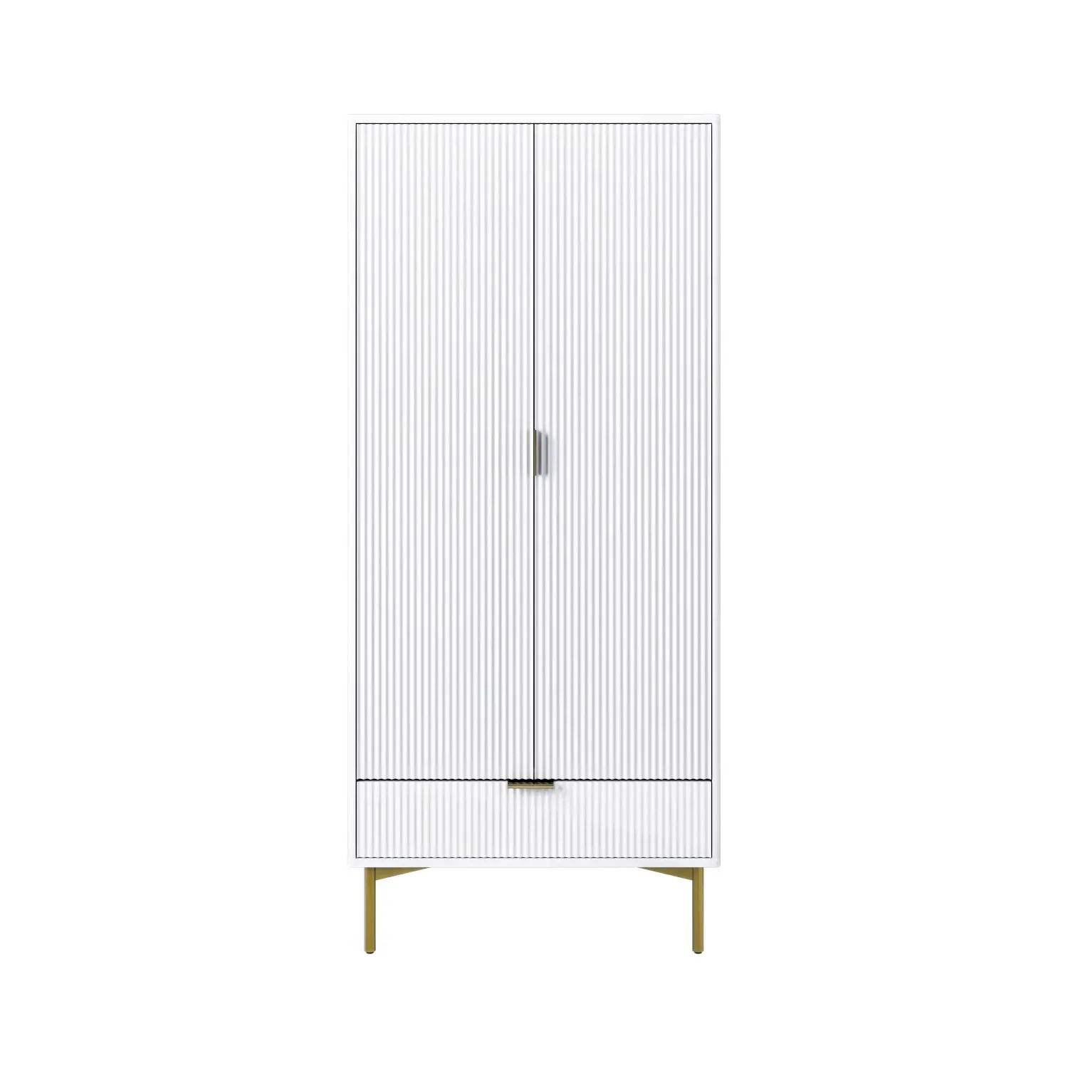 2-Door Wardrobe with Drawer - White, MDF