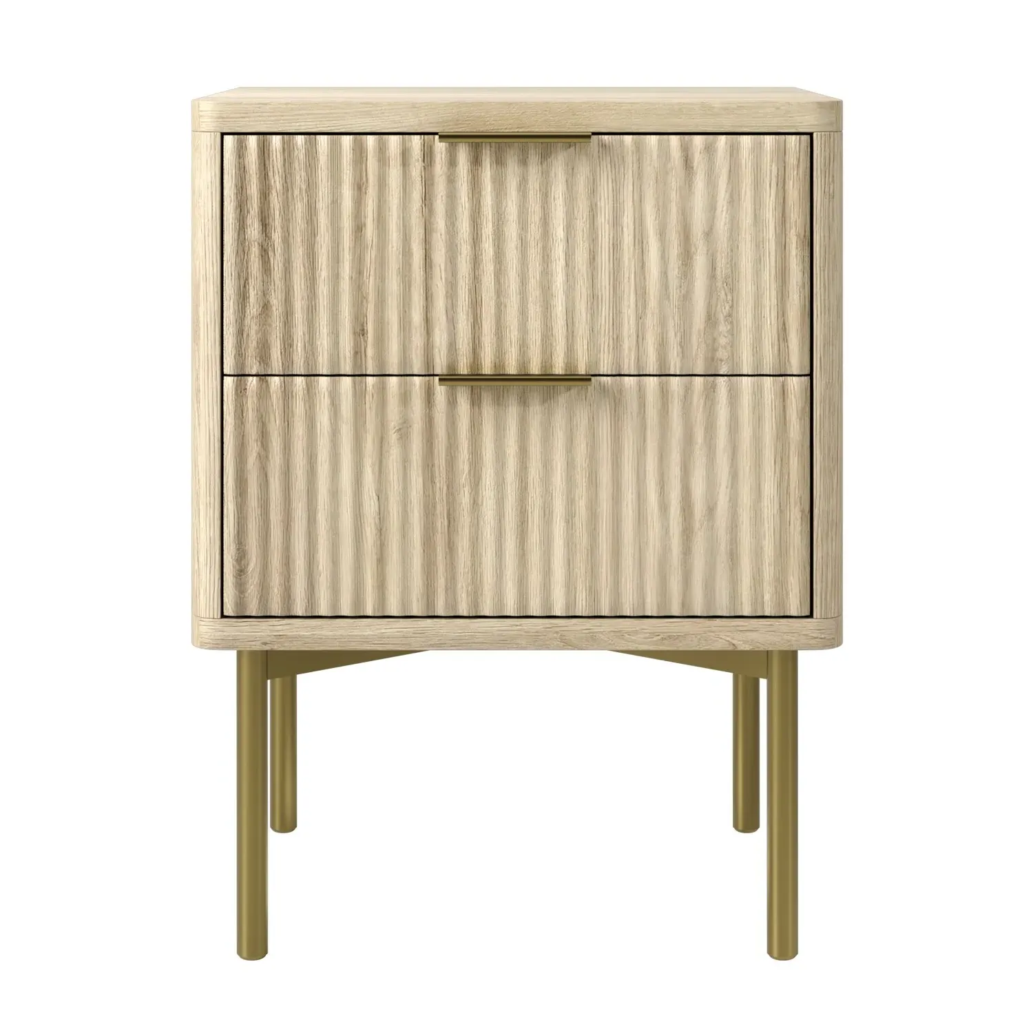 2-Drawer Bedside Table with Legs - Oak