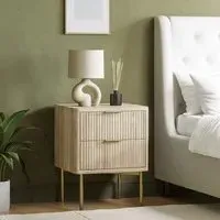 2-Drawer Bedside Table with Legs - Oak