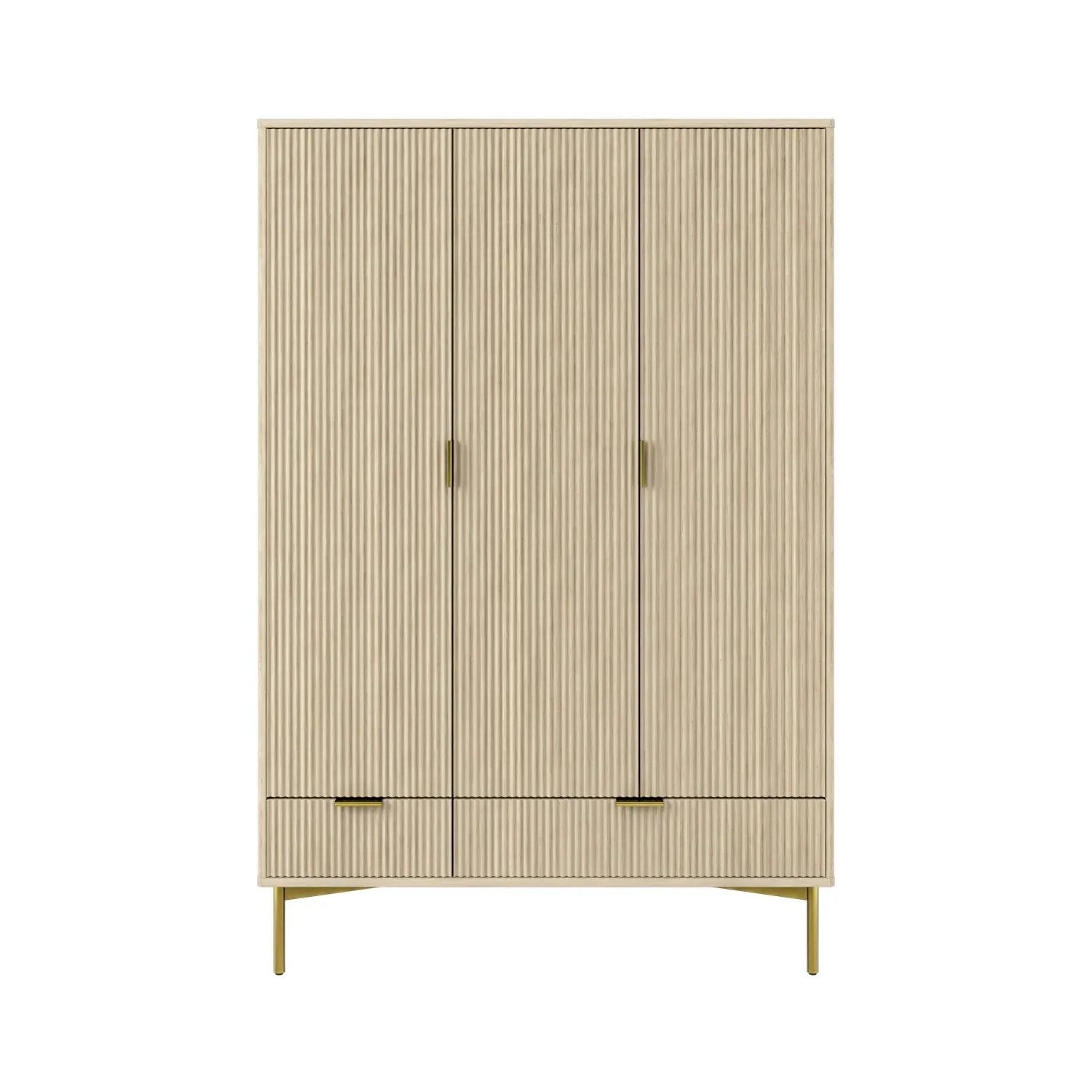 3-Door Wardrobe with 2 Drawers - Oak, MDF