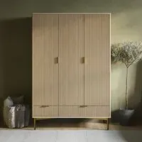 3-Door Wardrobe with 2 Drawers - Oak, MDF