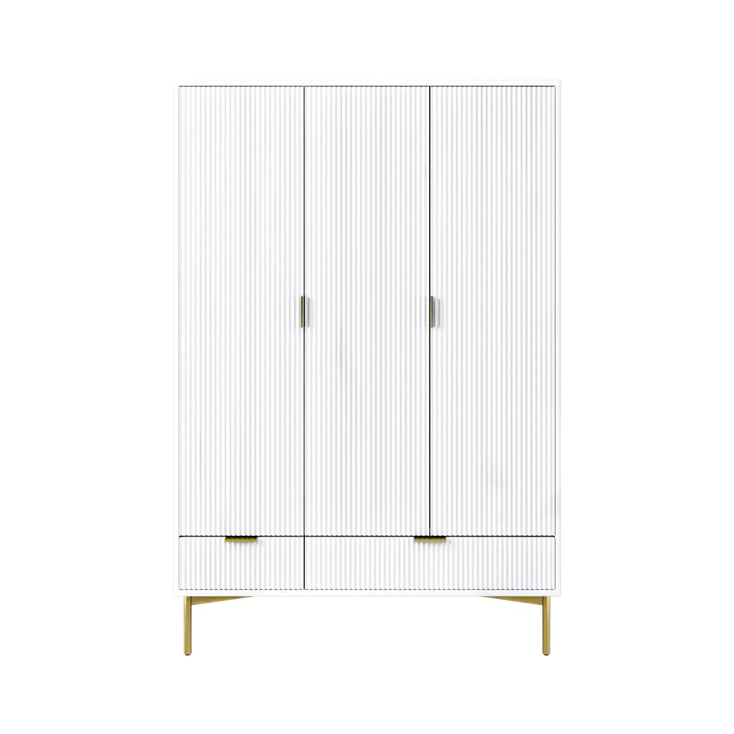 3-Door Wardrobe with 2 Drawers - White, MDF