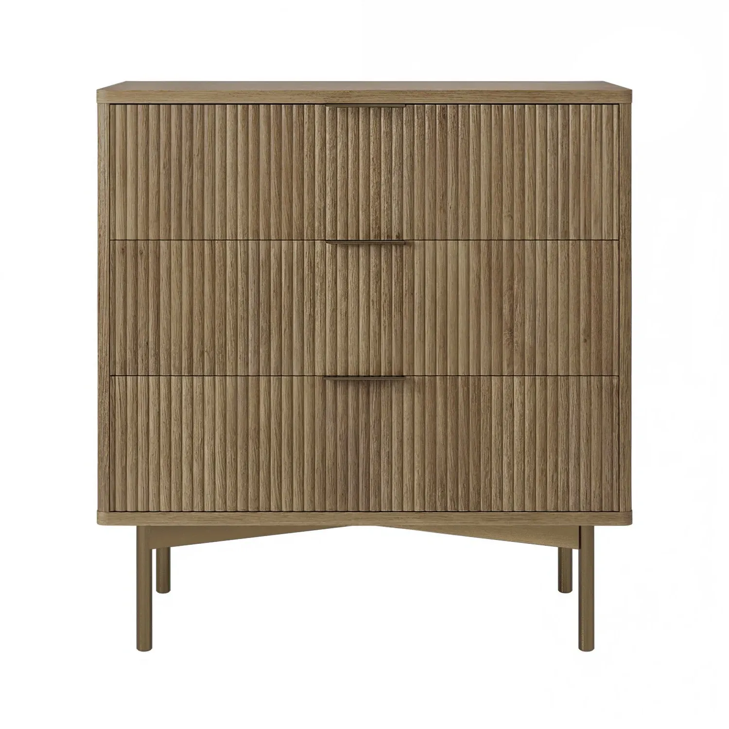 3-Drawer Chest with Ribbed Front - Wood, MDF