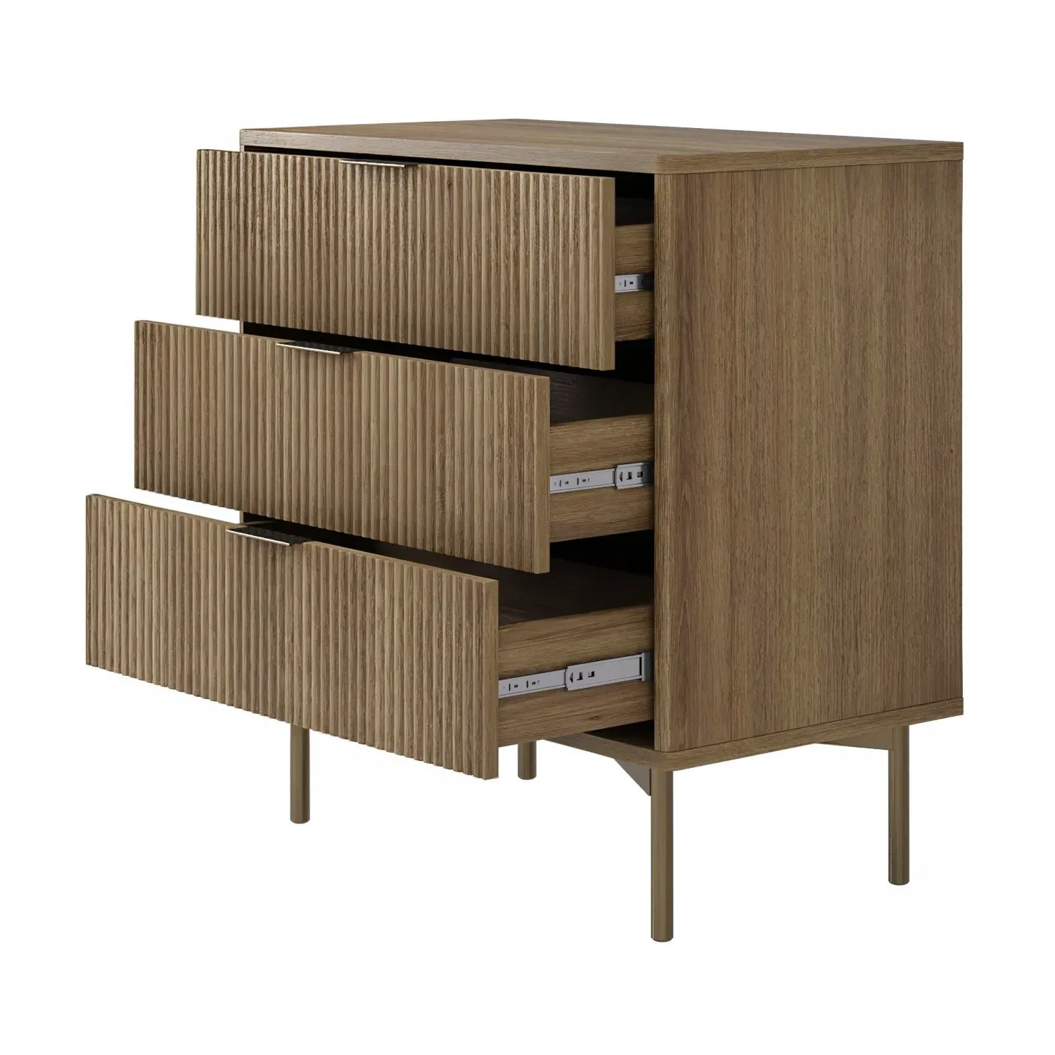 3-Drawer Chest with Ribbed Front - Wood, MDF