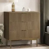 3-Drawer Chest with Ribbed Front - Wood, MDF