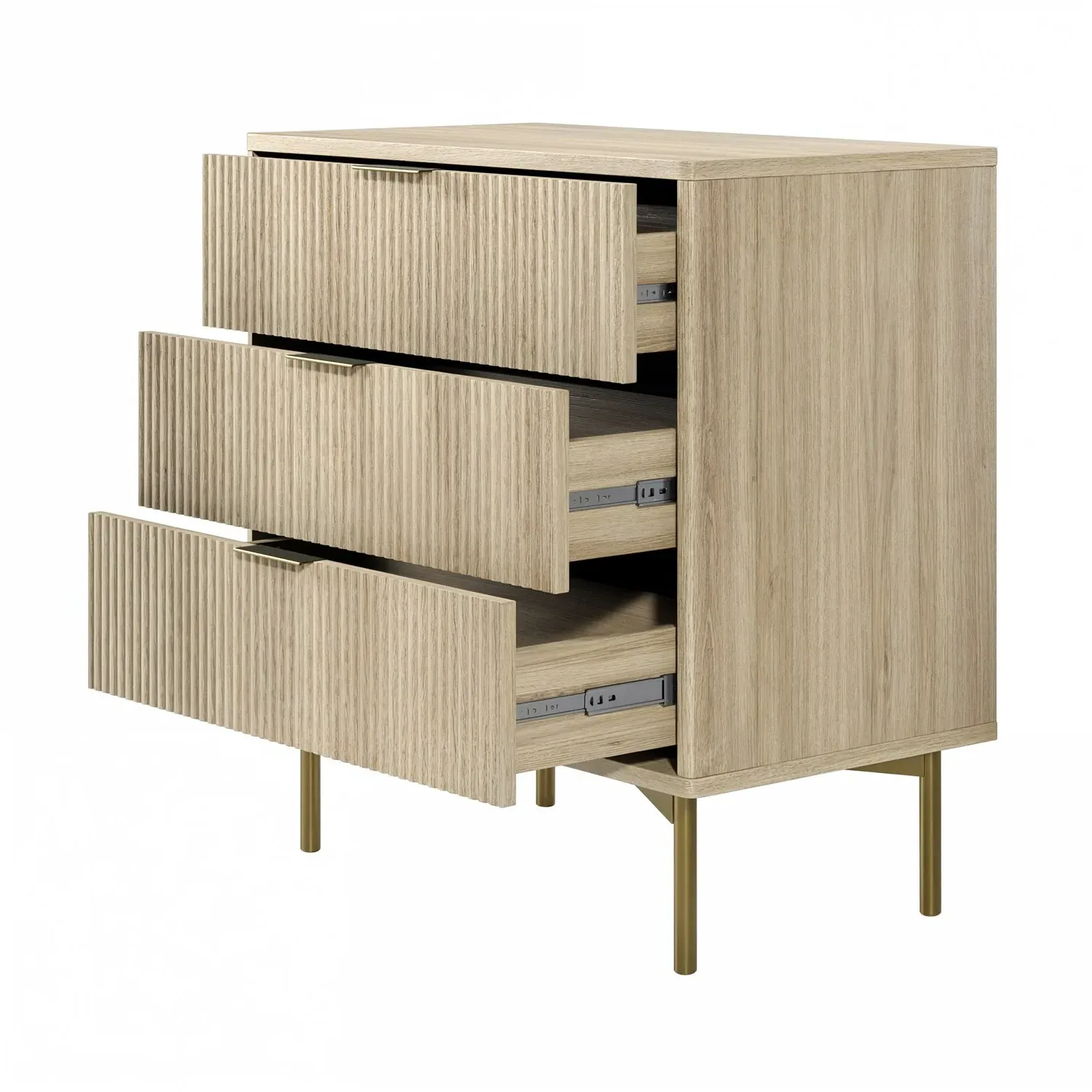 3-Drawer Chest with Ribbed Front - Wood, MDF