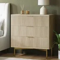 3-Drawer Chest with Ribbed Front - Wood, MDF