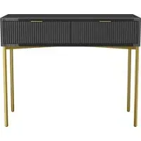 Dressing Table with 2 Drawers - Grey, High Gloss