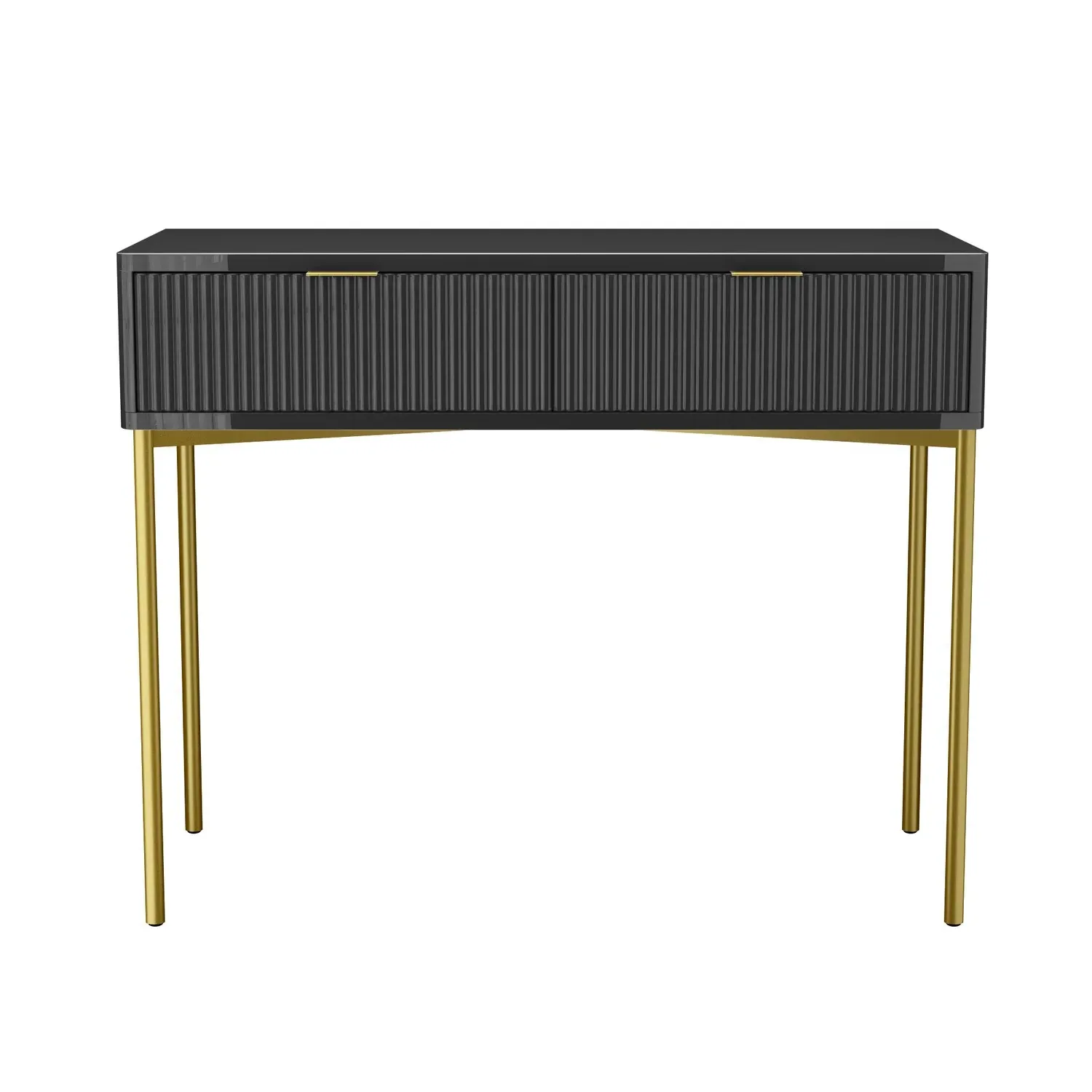 Dressing Table with 2 Drawers - Grey, High Gloss image