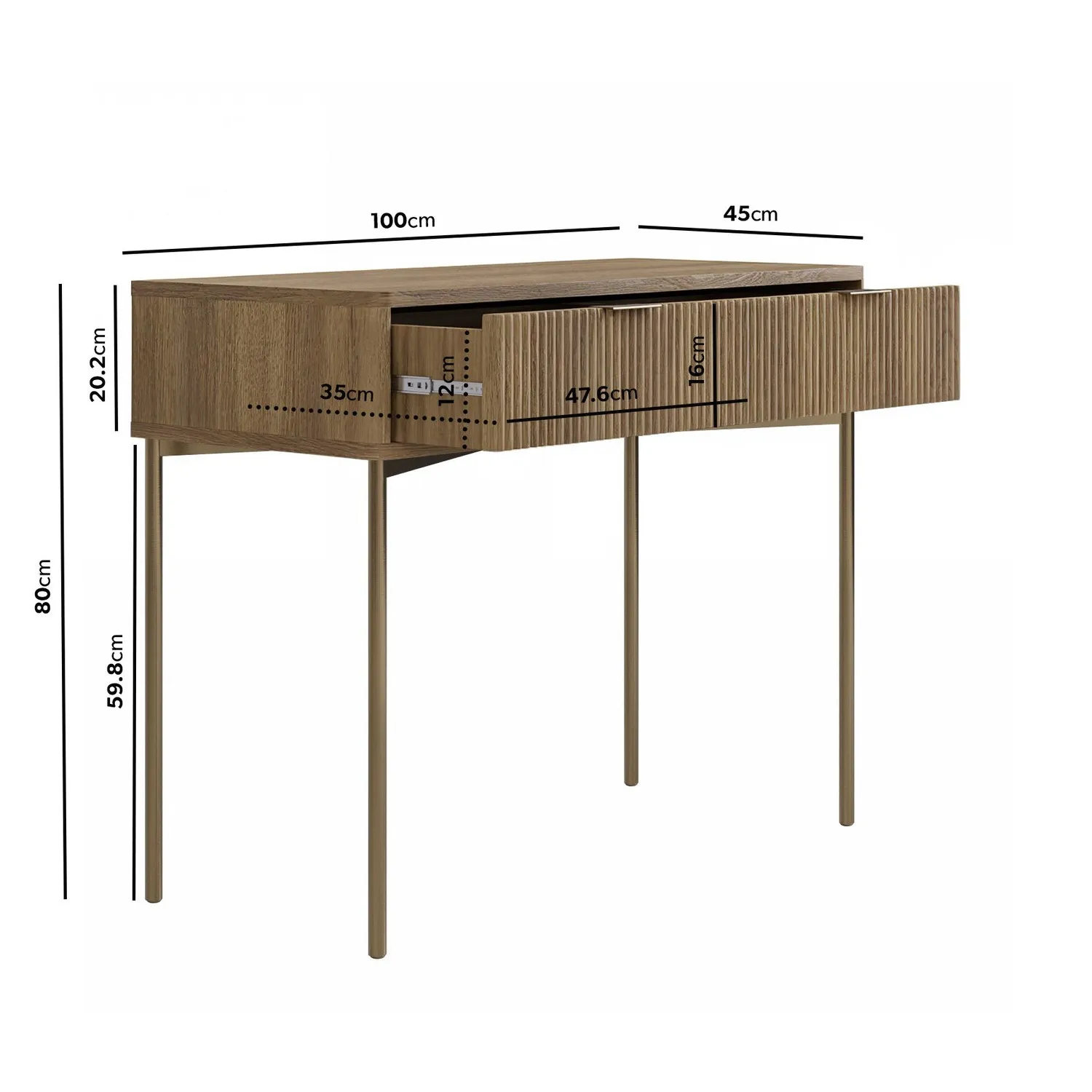 Ribbed Dressing Table with Storage - Wood, MDF