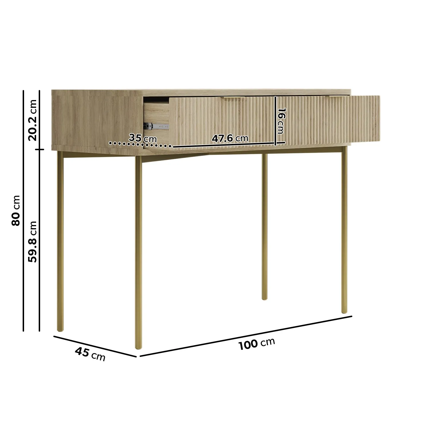 Ribbed Dressing Table with Storage - Wood, MDF