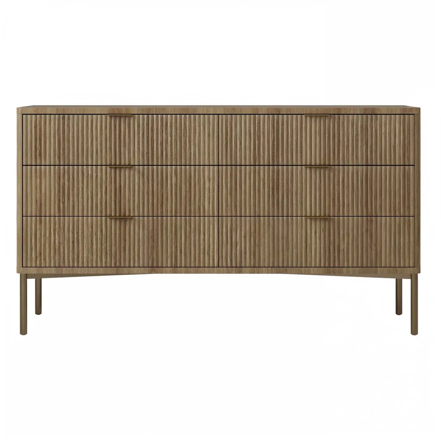 Wide 6-Drawer Chest with Gold Legs - Wood, MDF