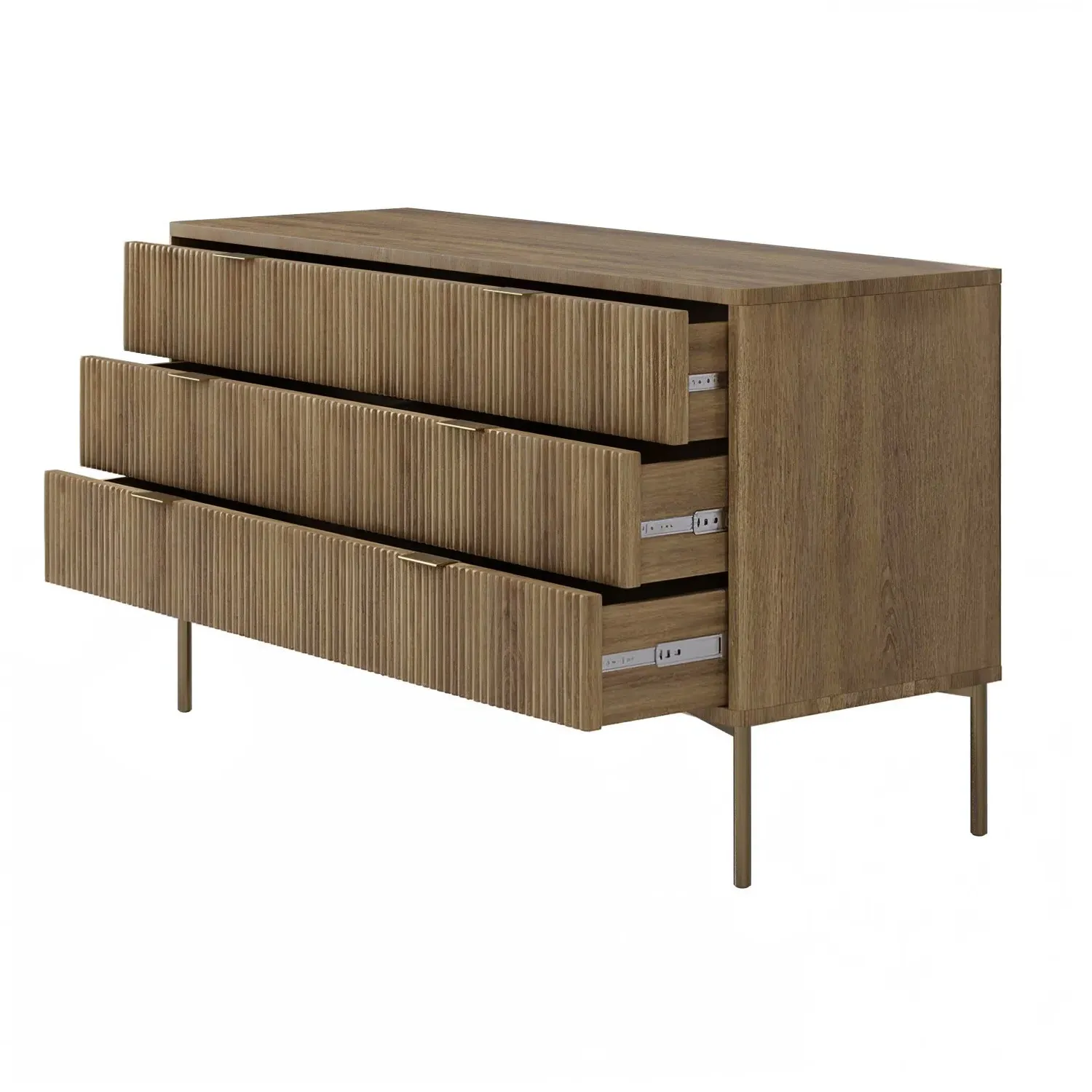 Wide 6-Drawer Chest with Gold Legs - Wood, MDF