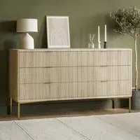 Wide 6-Drawer Chest with Gold Legs - Wood, MDF