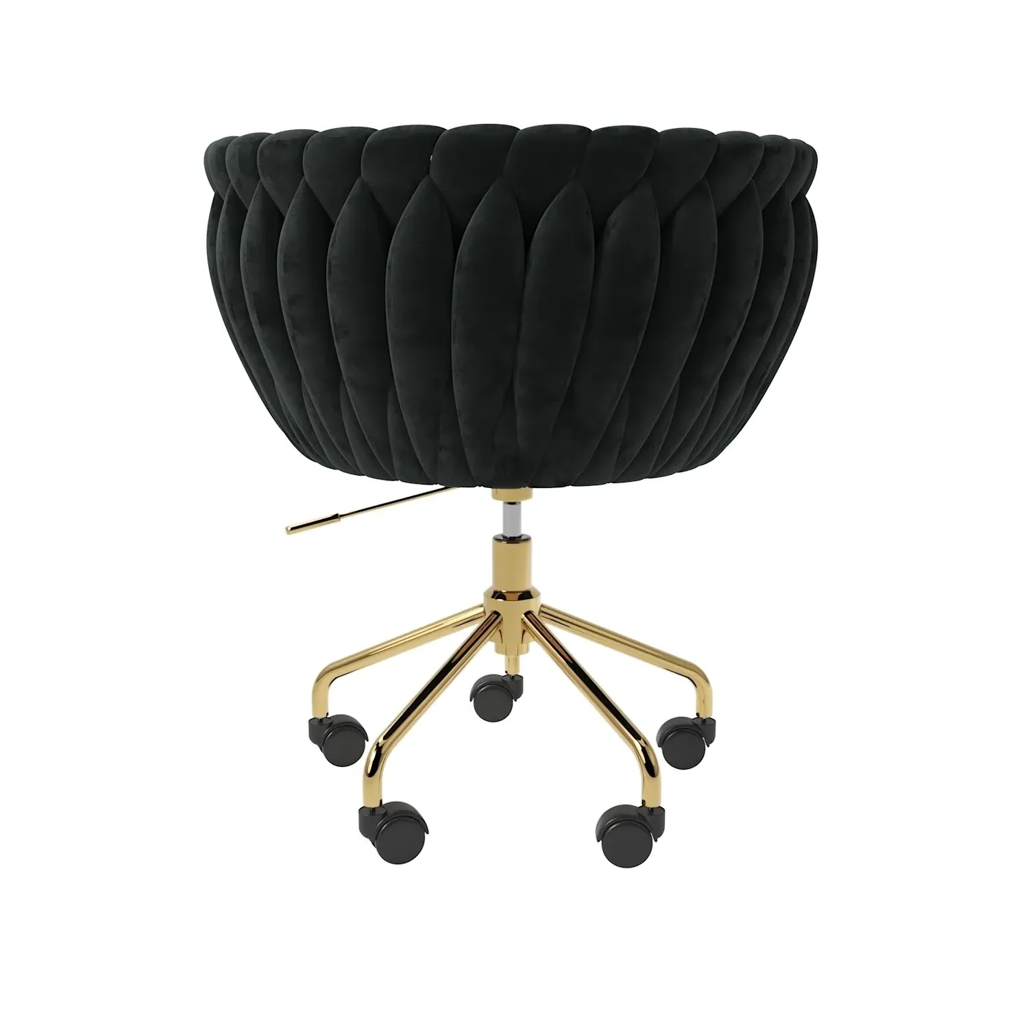 Swivel Office Chair with Knotted Back - Black, Velvet