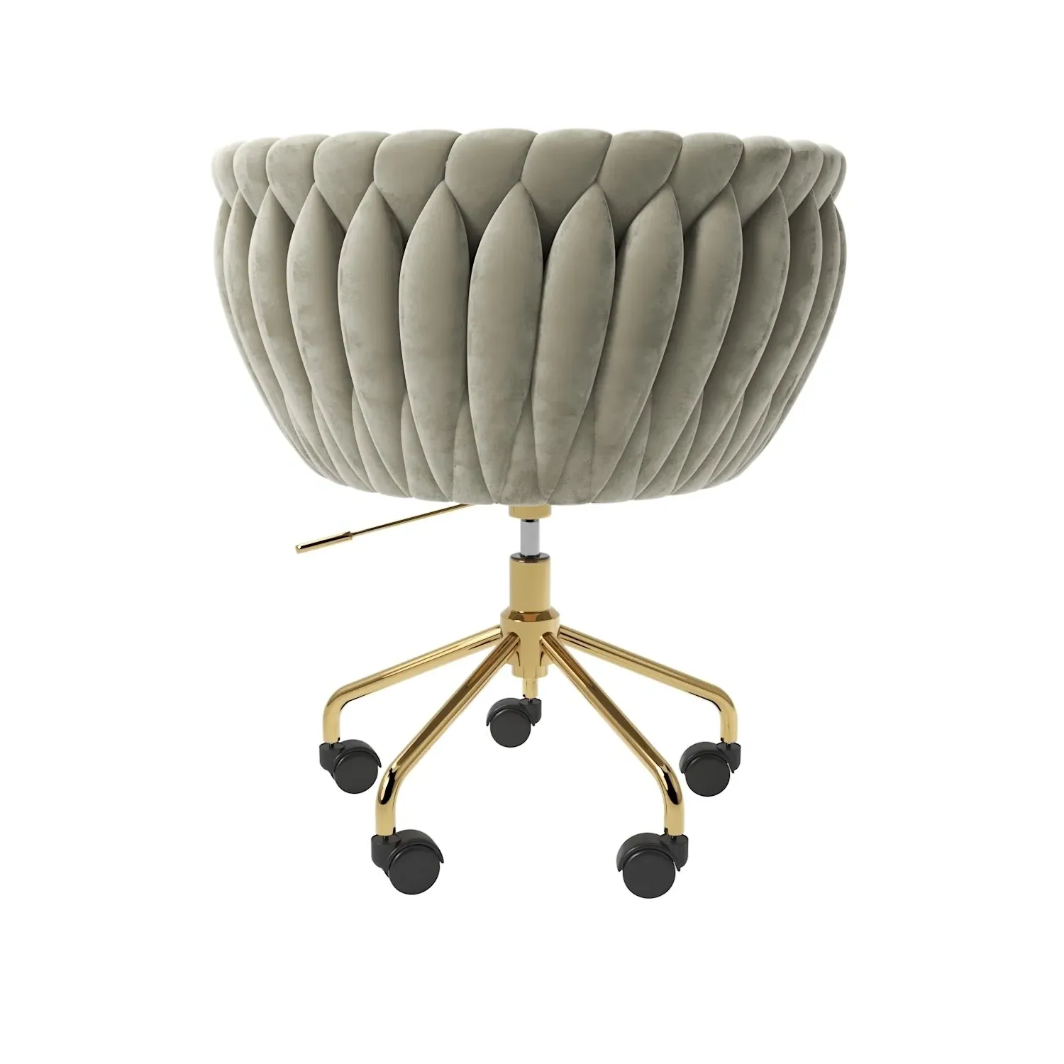 Swivel Office Chair with Knotted Back - Cream, Velvet