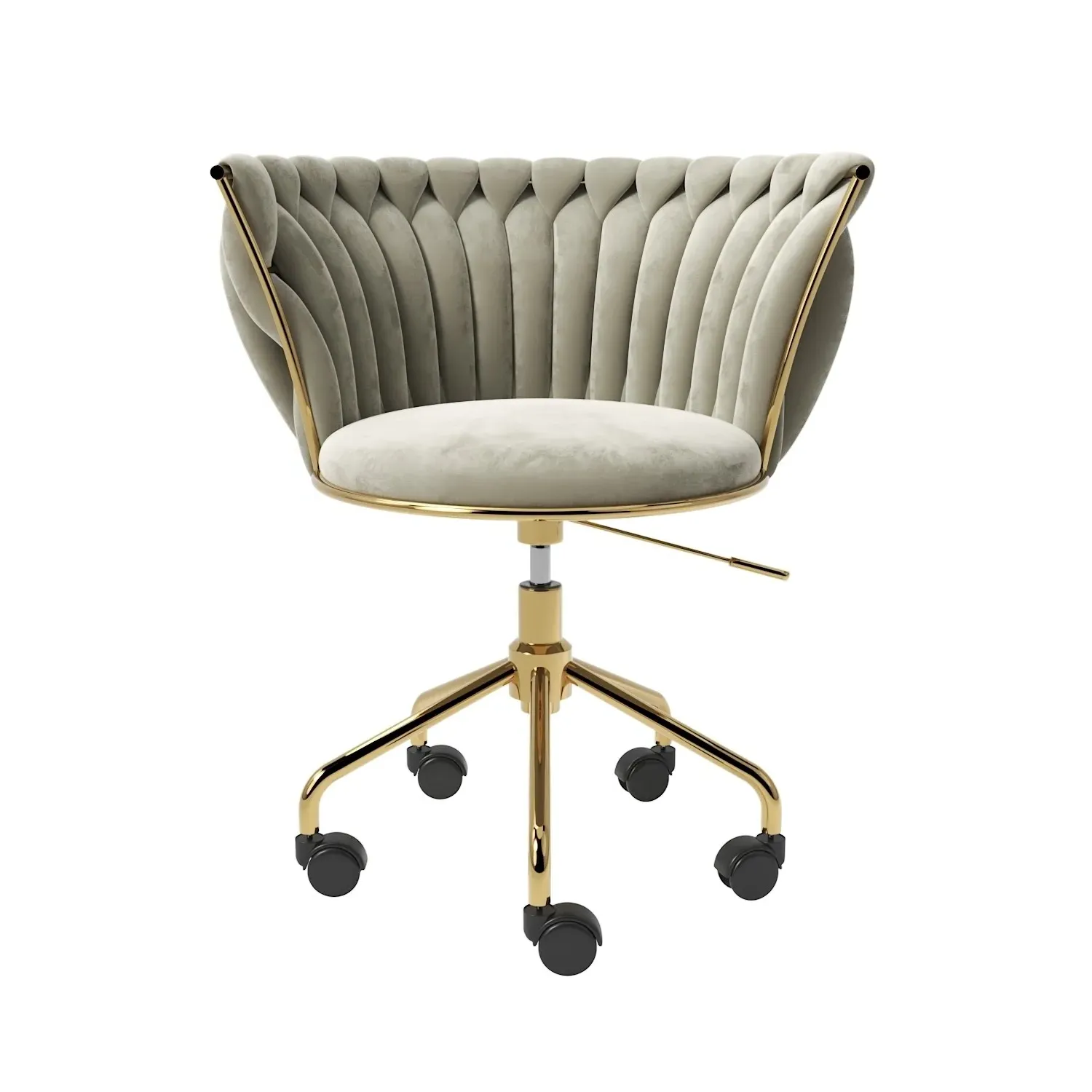Swivel Office Chair with Knotted Back - Cream, Velvet