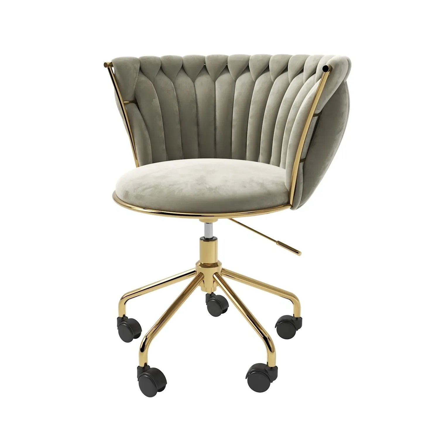 Swivel Office Chair with Knotted Back - Cream, Velvet