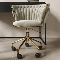 Swivel Office Chair with Knotted Back - Cream, Velvet