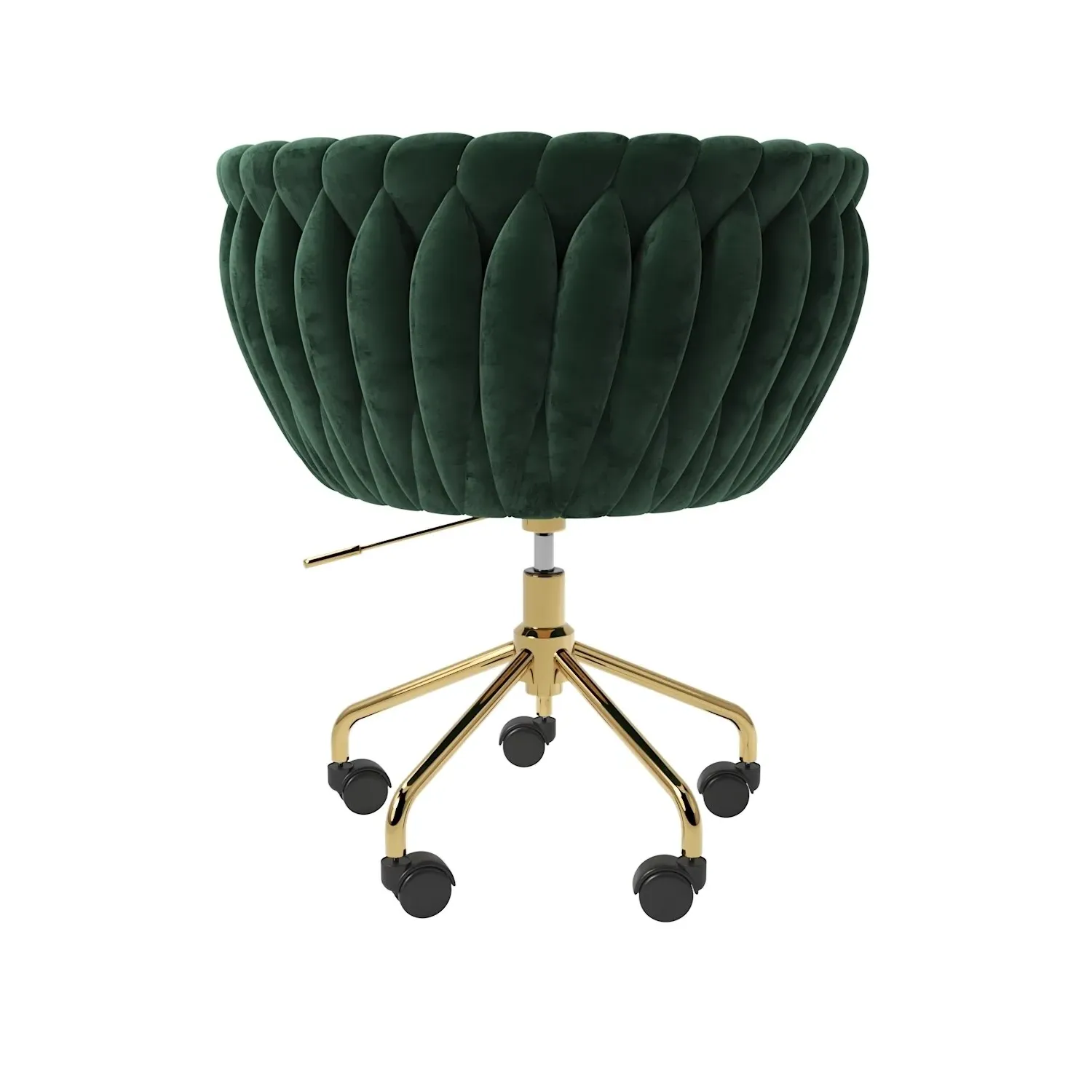 Swivel Office Chair with Knotted Back - Green, Velvet