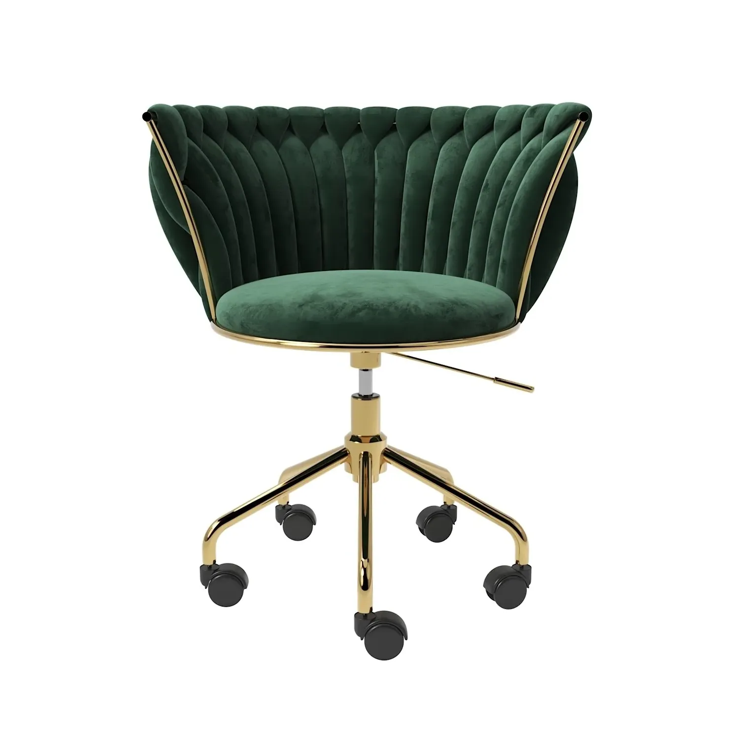 Swivel Office Chair with Knotted Back - Green, Velvet