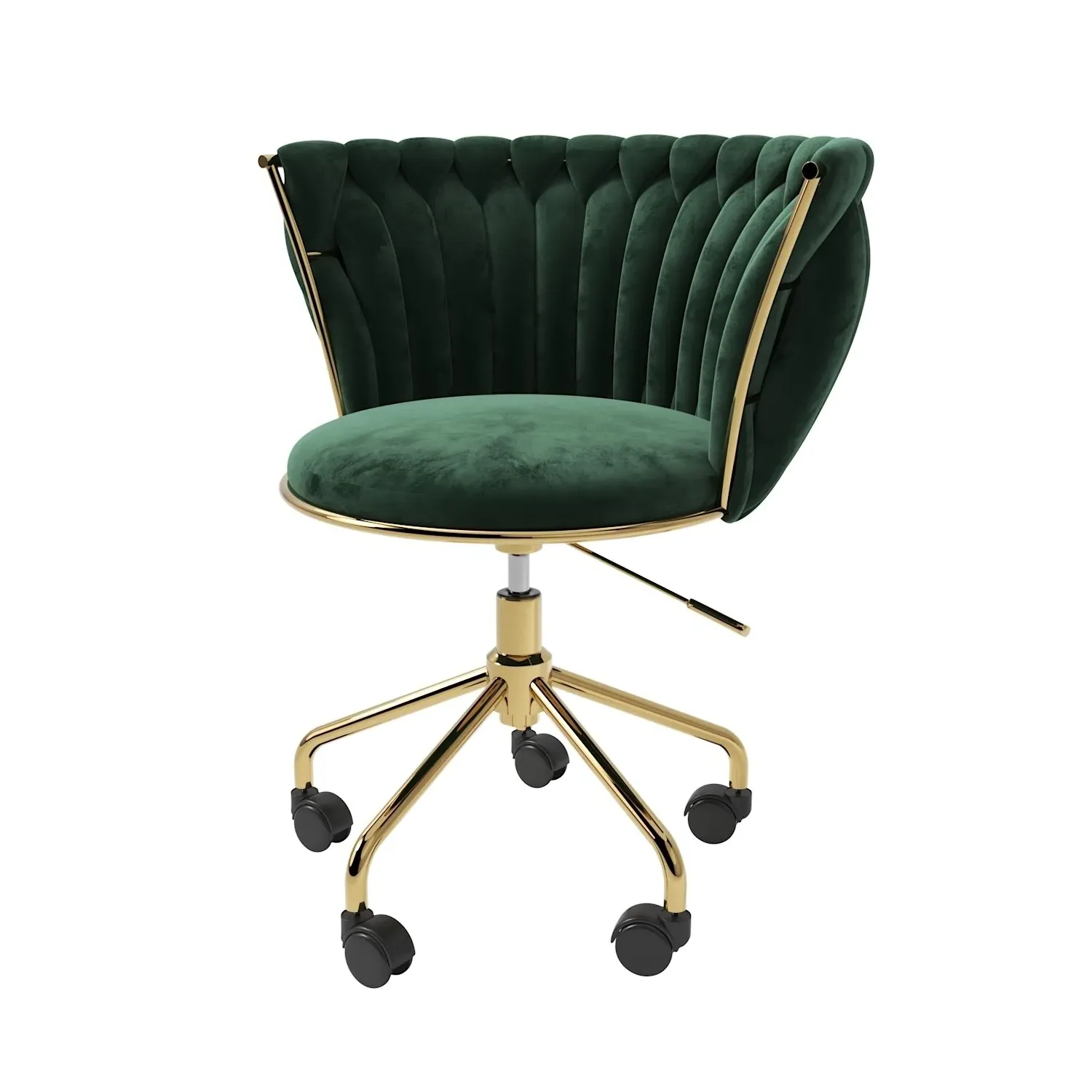 Swivel Office Chair with Knotted Back - Green, Velvet