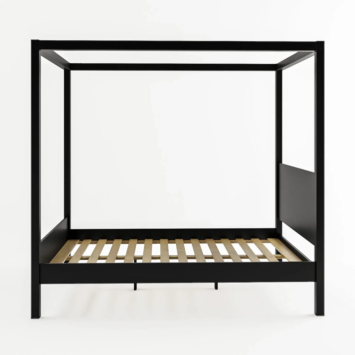 Double Four Poster Bed Frame - Black, Pine