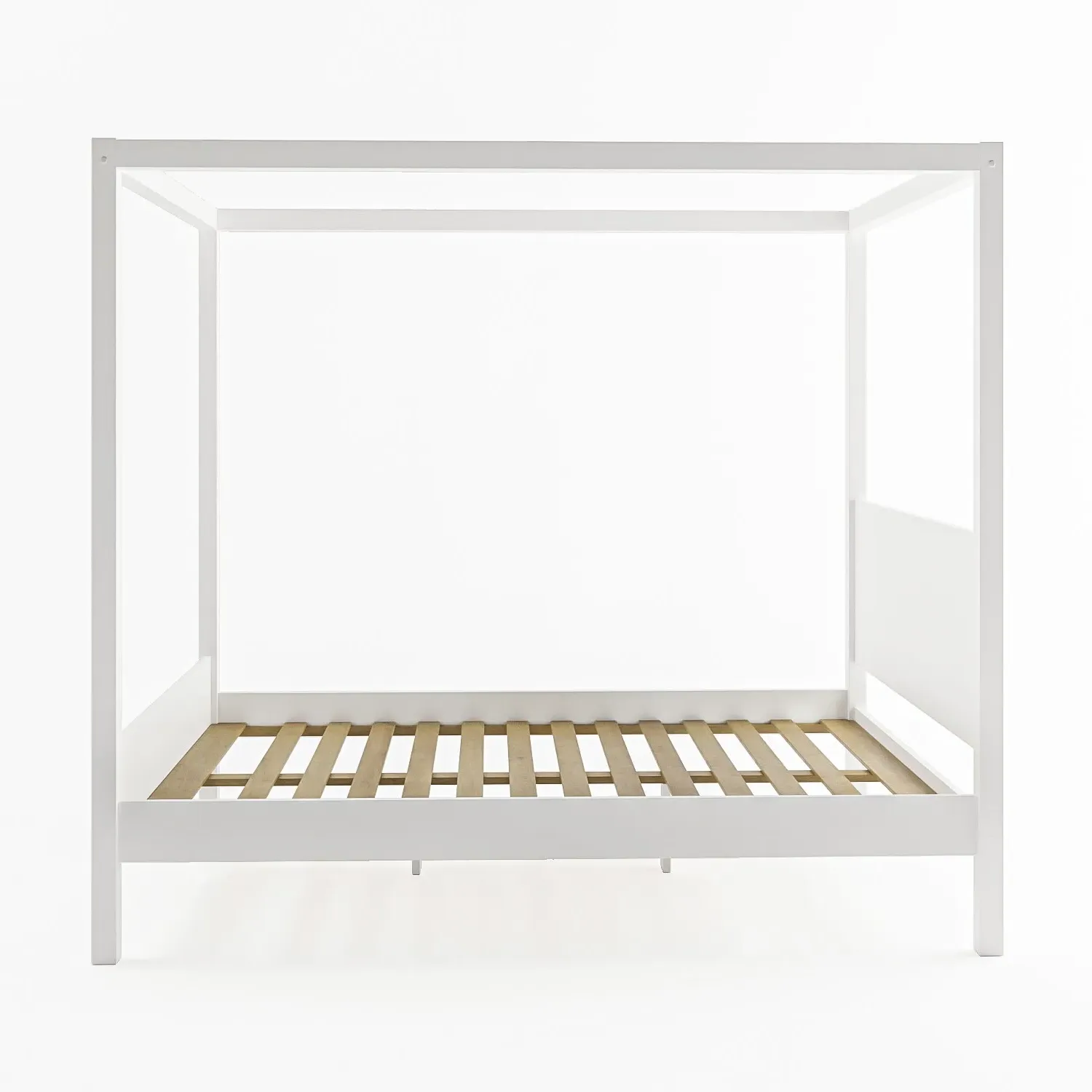 Double Four Poster Bed Frame - White, Pine