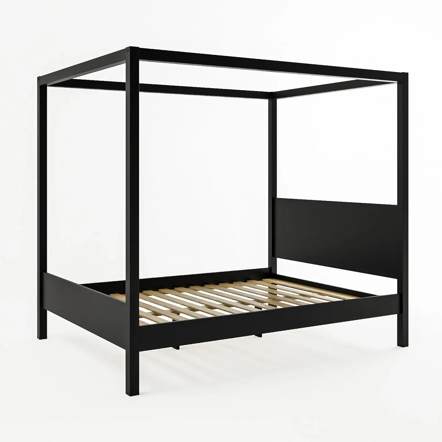 King Size Four Poster Bed Frame - Black, Pine