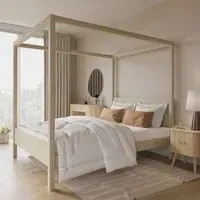 King Size Four Poster Bed Frame - Oak, Pine