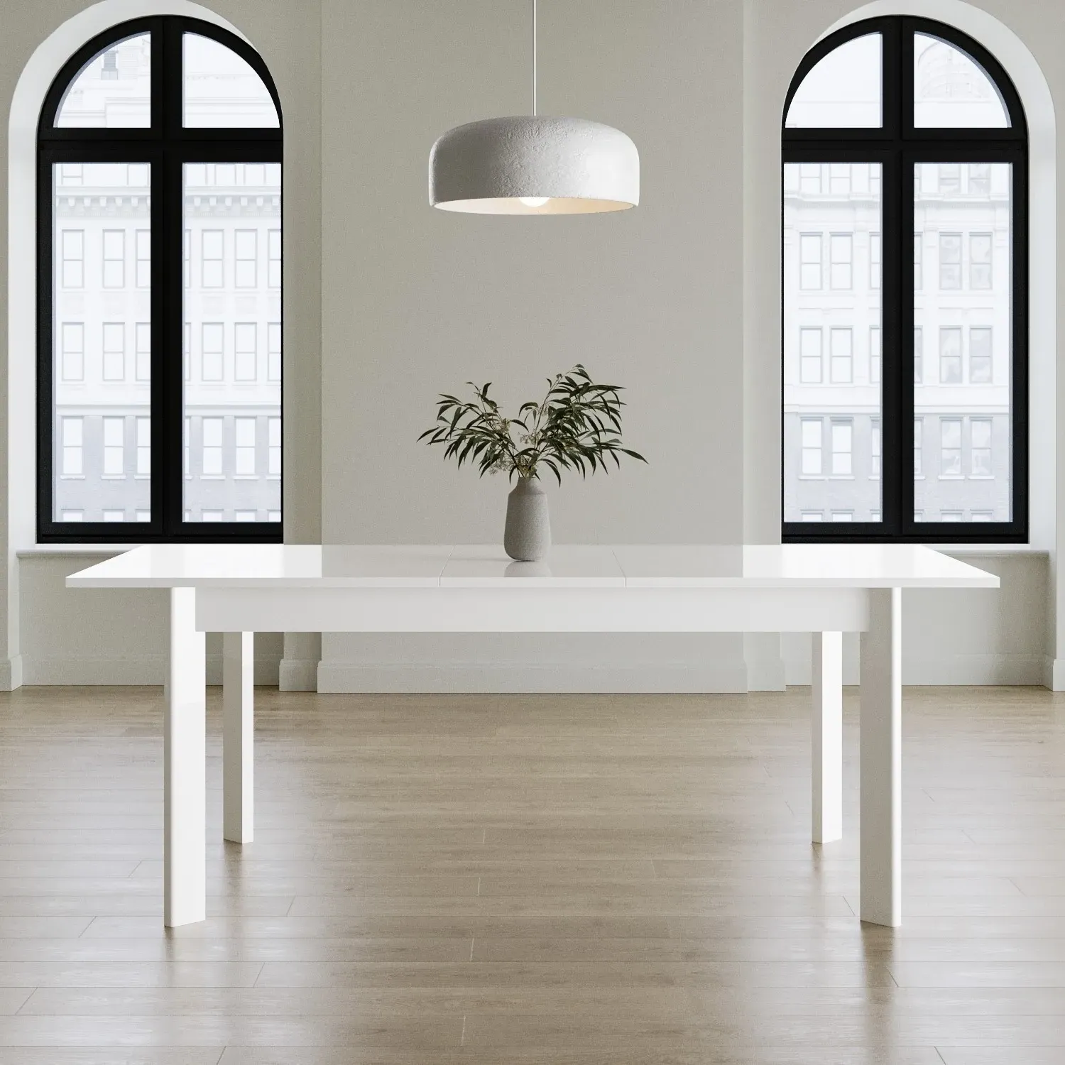 Extendable Dining Table - White, High Gloss image