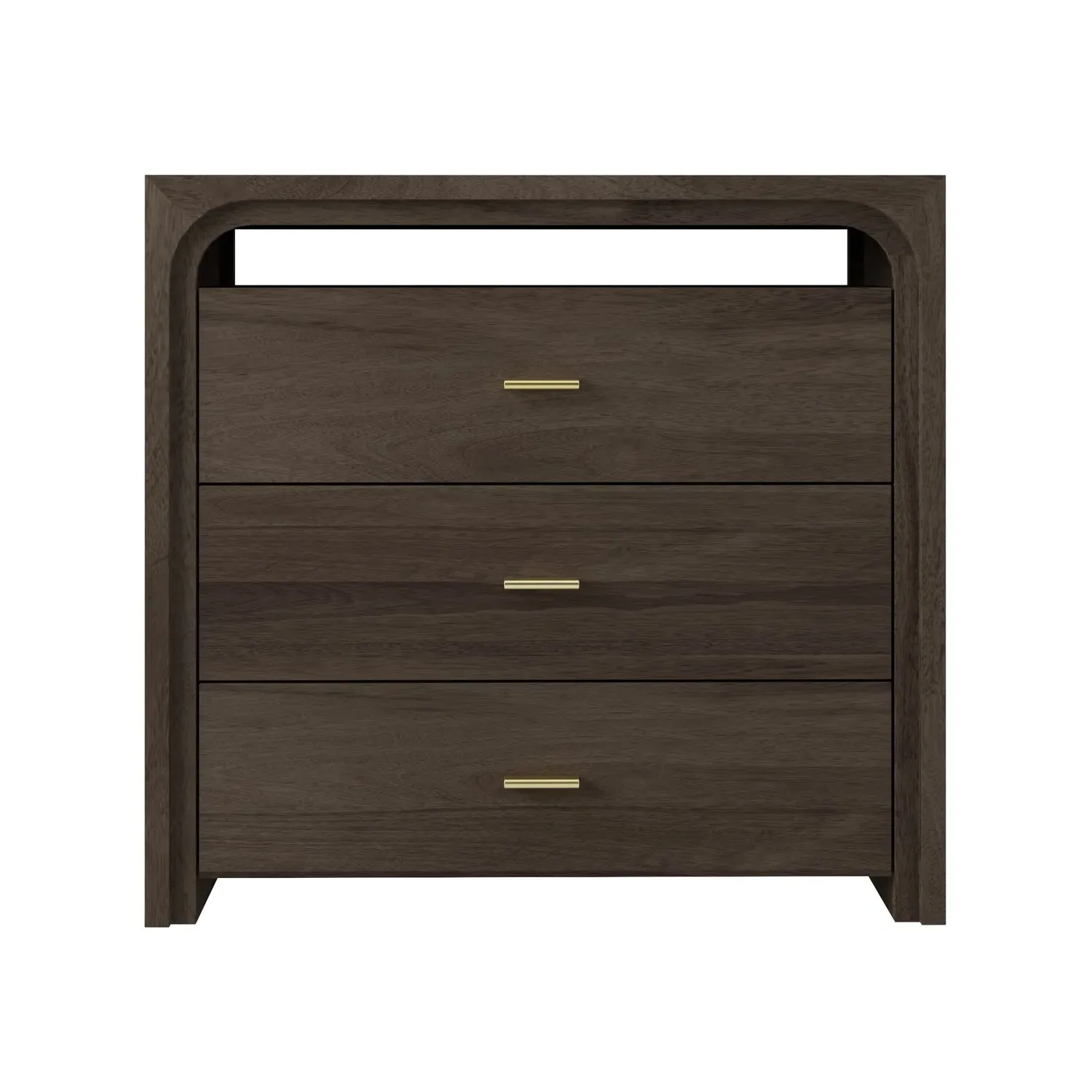 3-Drawer Chest with Open Shelf - Dark, Mango Wood