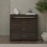 3-Drawer Chest with Open Shelf - Dark, Mango Wood