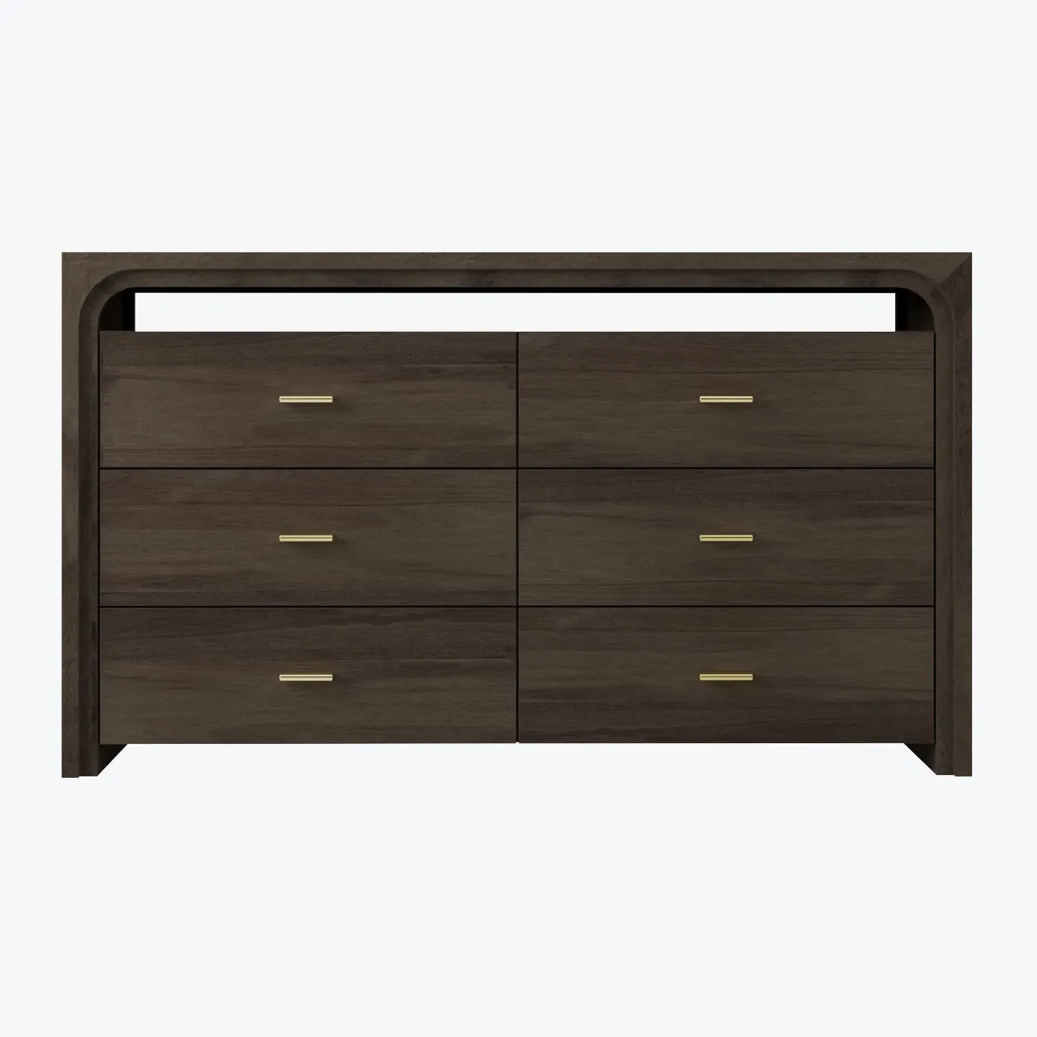 6-Drawer Chest with Open Shelf - Dark, Mango Wood