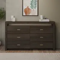 6-Drawer Chest with Open Shelf - Dark, Mango Wood