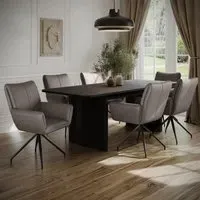 6-Seater Extendable Dining Set - Black, Oak