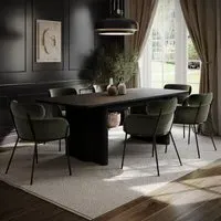 6-Seater Extendable Dining Set - Black, Oak