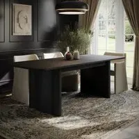 Extendable Dining Table with Wave Legs - Black, Oak