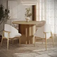 Round Dining Table Set with 4 Chairs - Oak