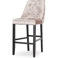 Bar Stool with Back - Cream, Crushed Velvet
