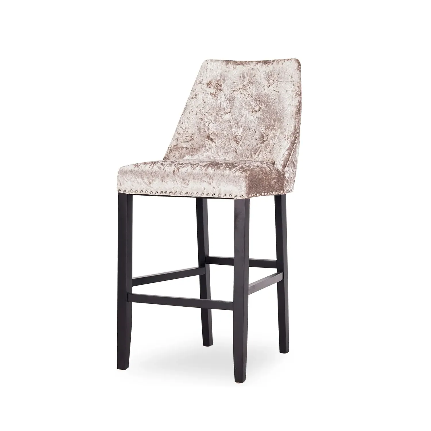 Bar Stool with Back - Cream, Crushed Velvet image