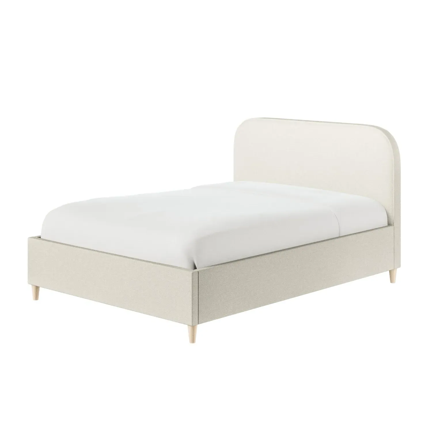 Double Bed Frame with Curved Headboard - Cream, Fabric