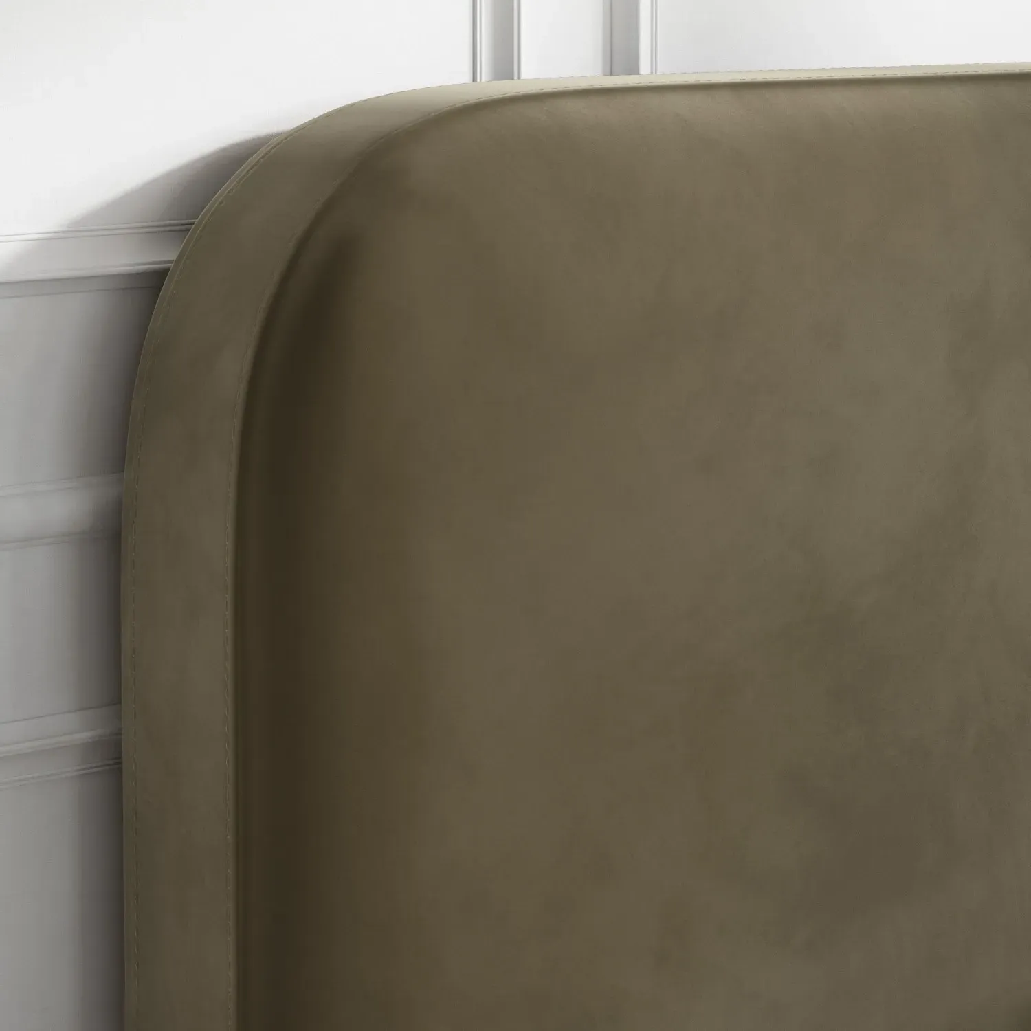 Double Bed Frame with Curved Headboard - Green, Velvet