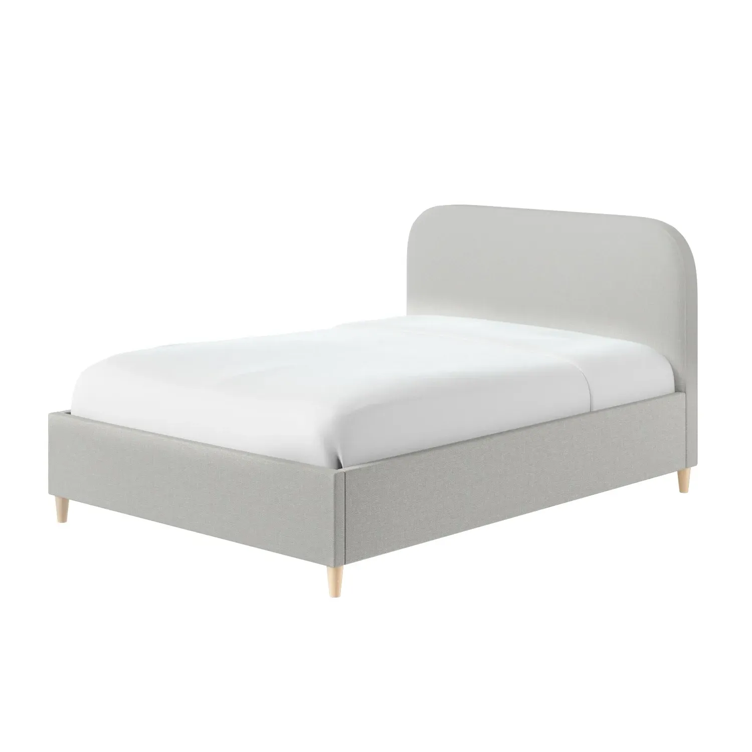 Double Bed Frame with Curved Headboard - Grey, Fabric