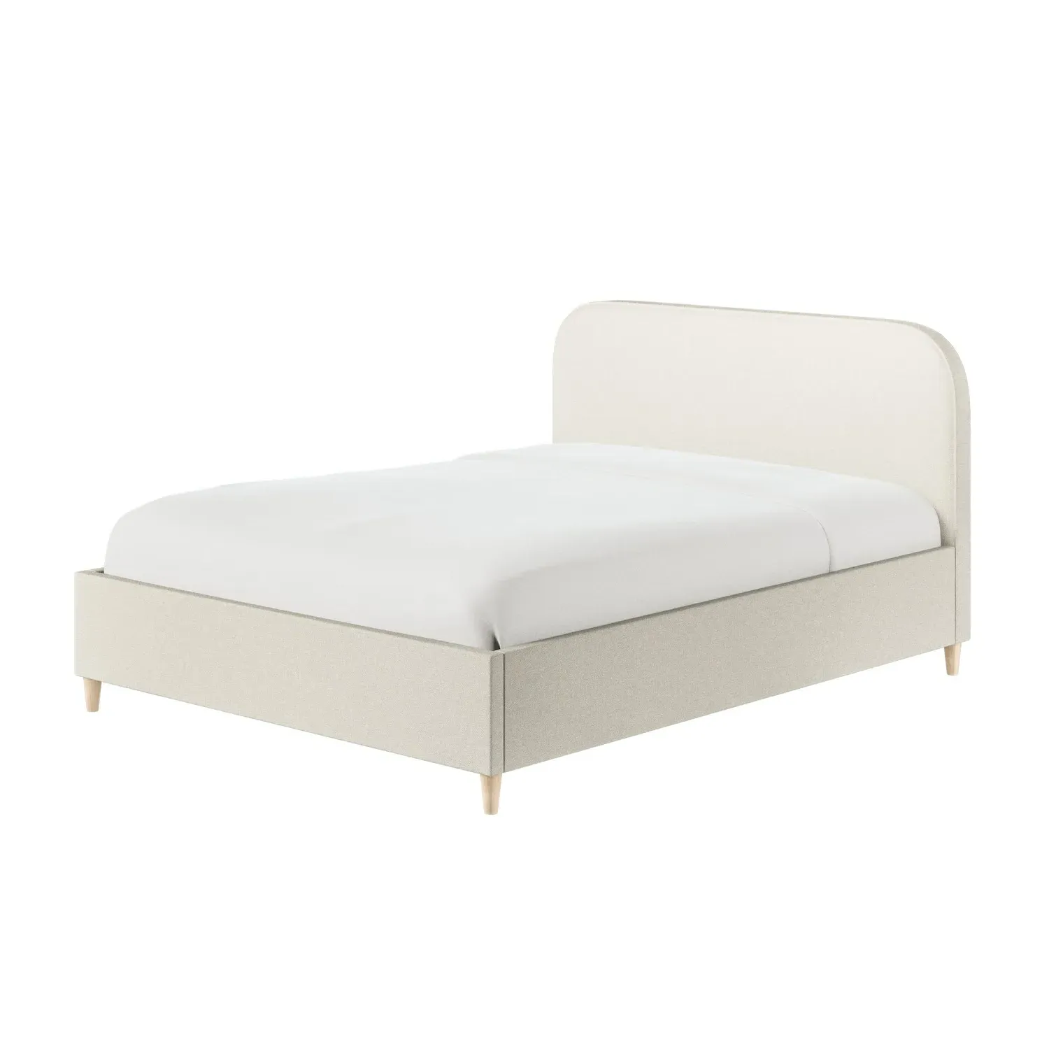 King Size Bed Frame with Curved Headboard - Cream, Fabric