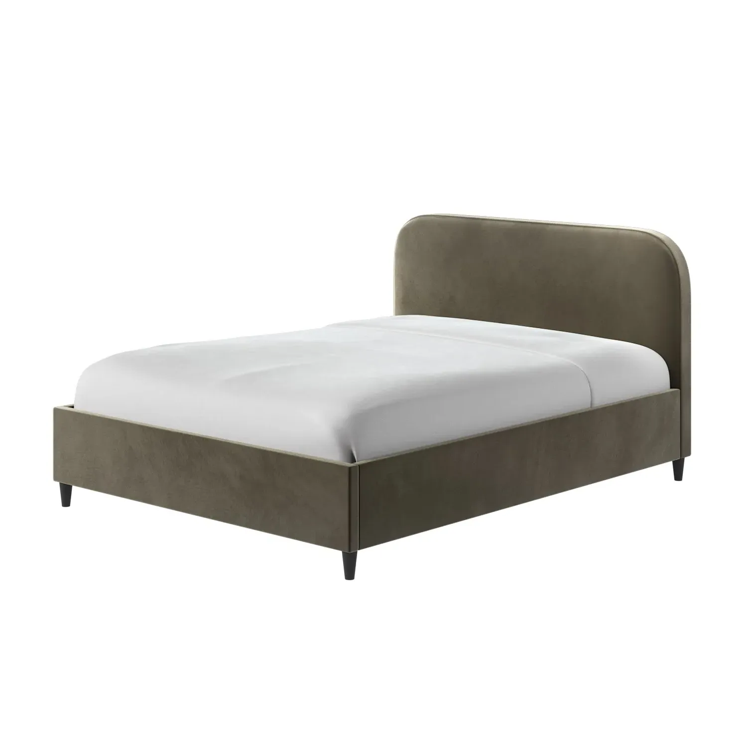 King Size Bed Frame with Curved Headboard - Green, Velvet