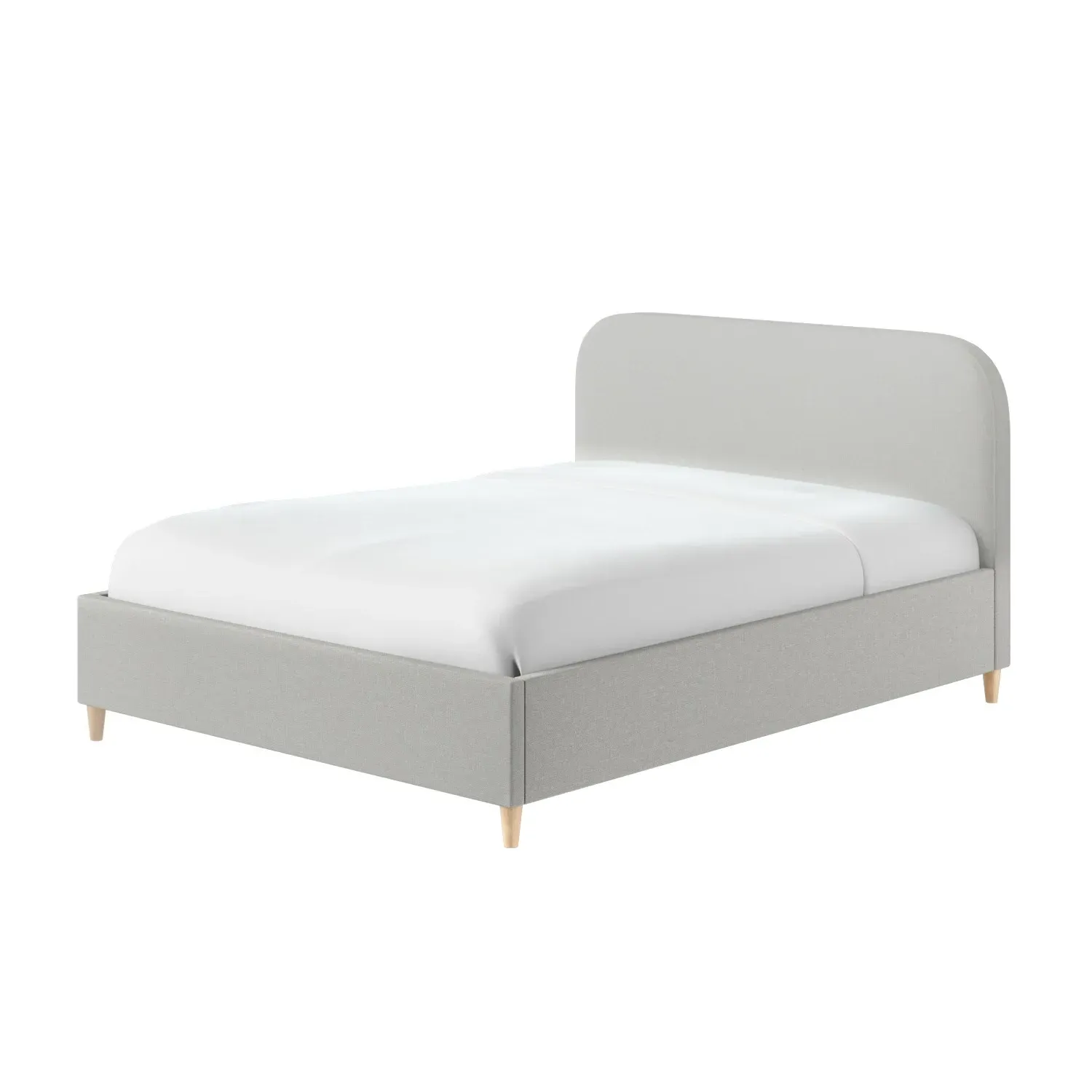 King Size Bed Frame with Curved Headboard - Grey, Fabric