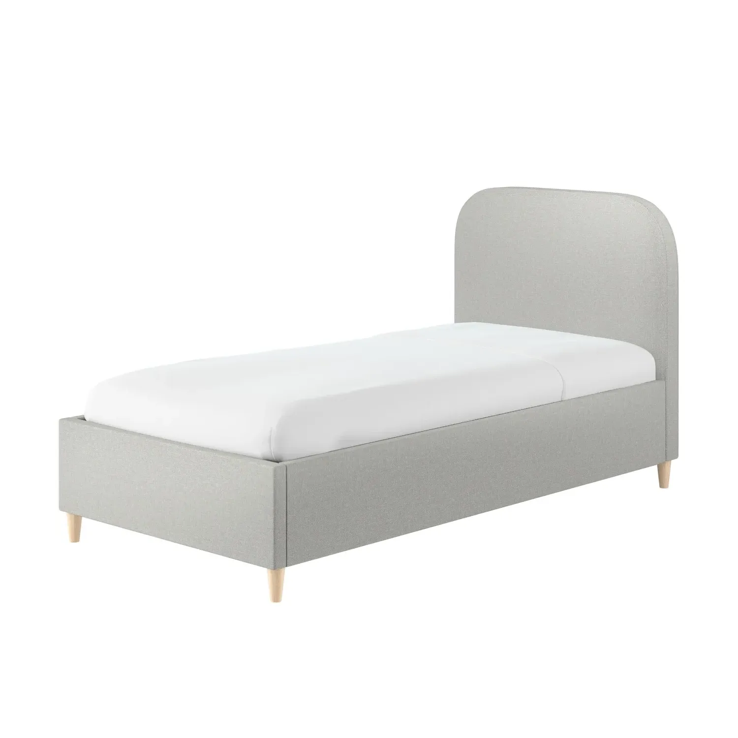 Single Bed Frame with Curved Headboard - Grey, Fabric