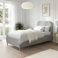 Single Bed Frame with Curved Headboard - Grey, Fabric