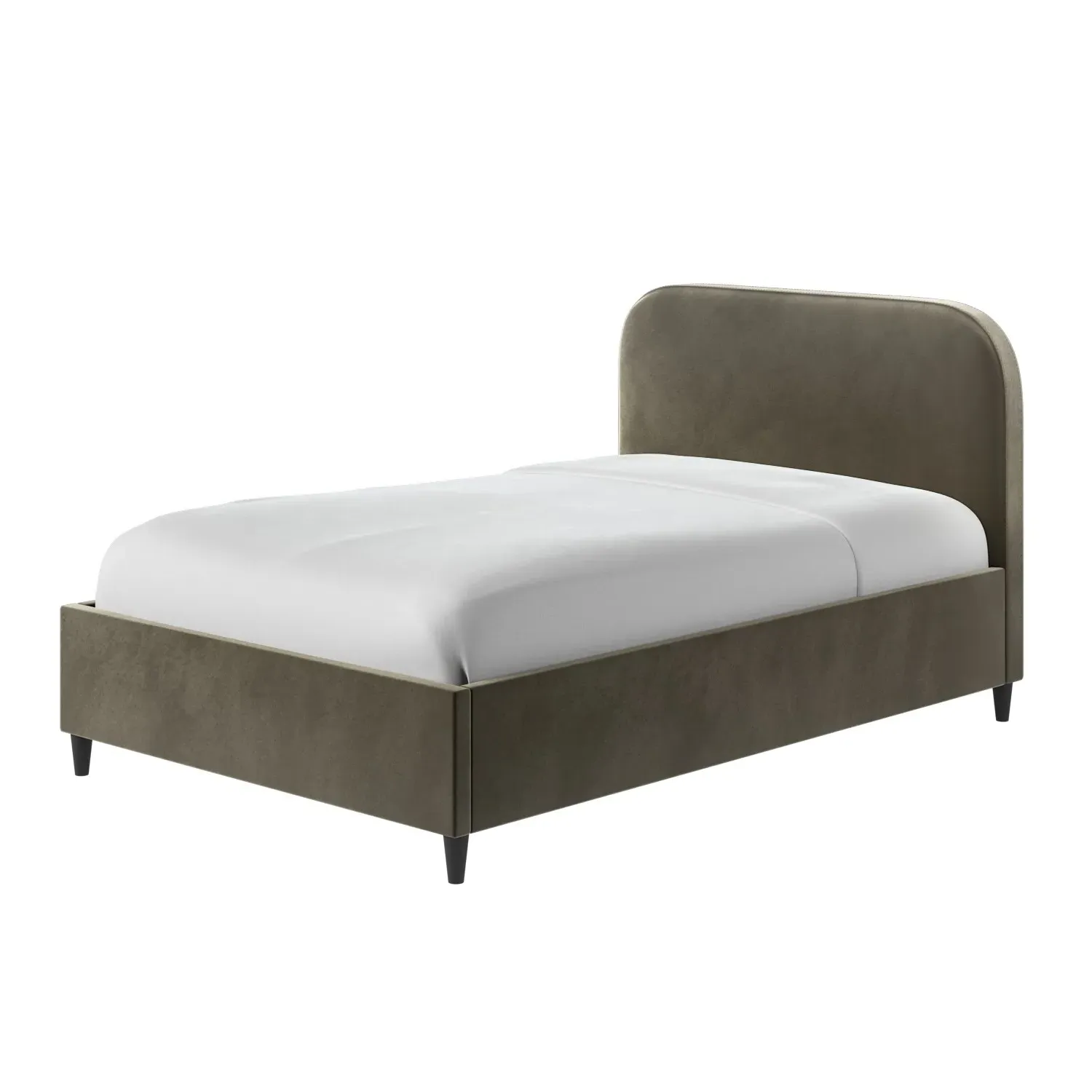 Small Double Bed Frame - Khaki Green, Velvet